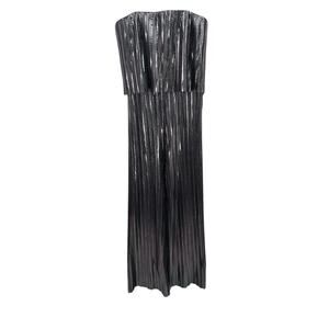 NWT Amanda Uprichard Collina Jumpsuit Gunmetal Pleated Strapless Size XL